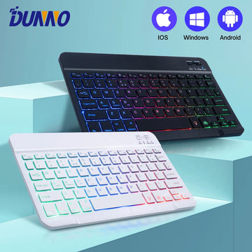 RGB Backlit Keyboard For Tablet iPad Phone PC Android IOS Windows Bluetooth-compatible Rechargeable 10inch Wireless Keyboard