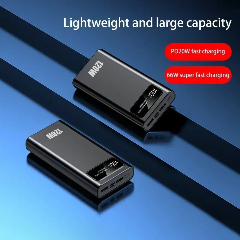 200000mah Digital Display Battery High Capacity  Power Bank 120w Power Bank Super Fast Charging For Iphone Samsung Xiaomi Huawei