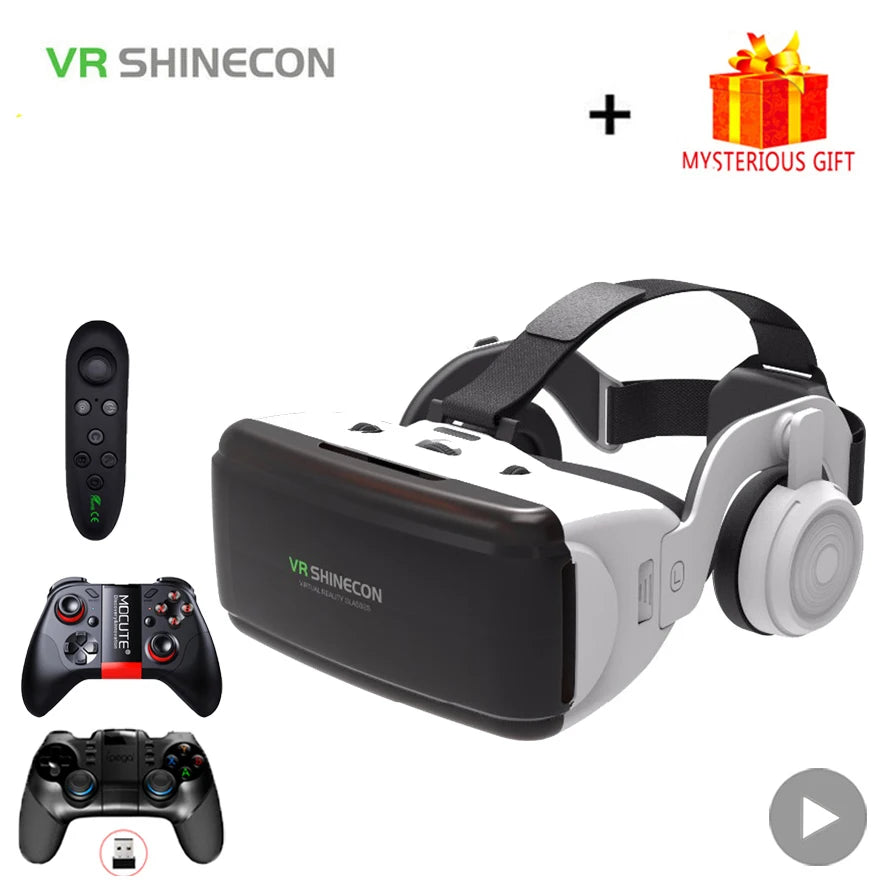 VR Shinecon Casque Helmet 3D Glasses Virtual Reality For Smartphone Smart Phone Headset Goggles Binoculars Video Game Wirth Lens