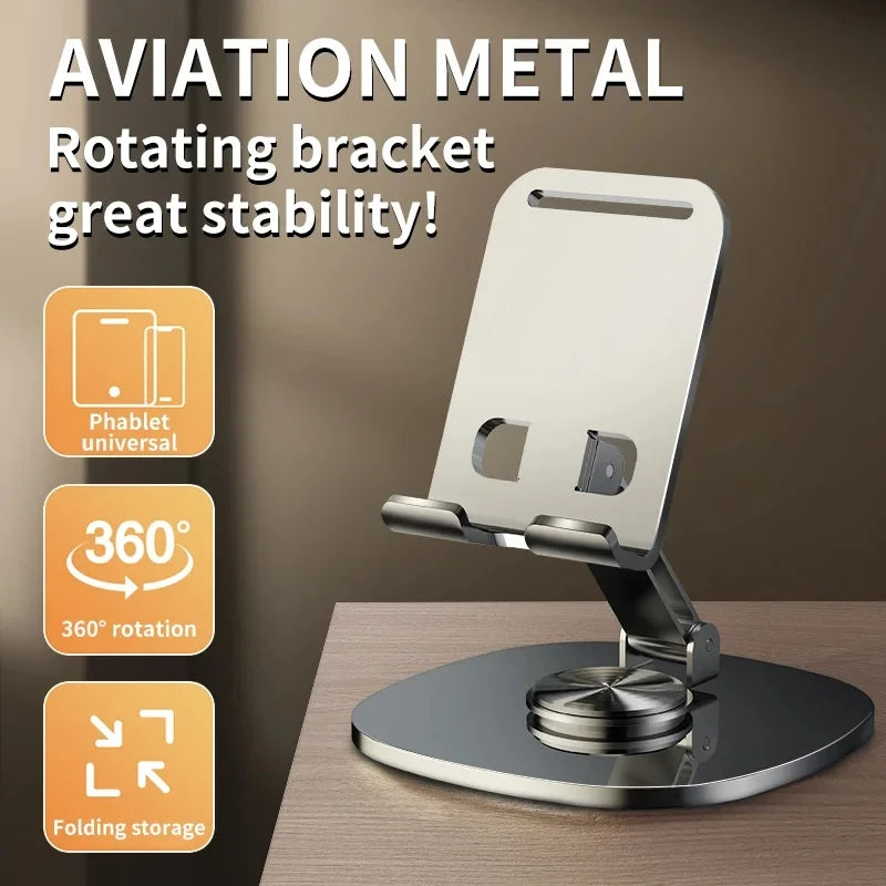 720 Rotate Aluminum Alloy Portable Tablet Holder For iPad Adjustable Flexible Folding Lazy Desktop Live Mobile Phone Mount Stand