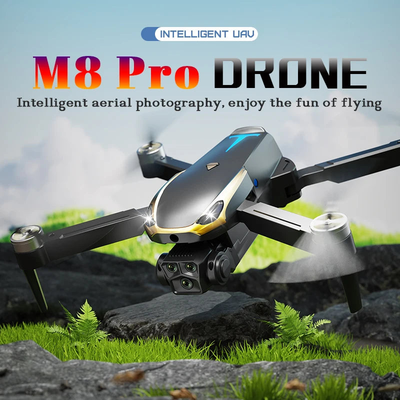 M8 Pro Drone with 2 Batterys, Upgraded Brushless Motor, Intelligent Obstacle Avoidance, Optical Flow Positioning Accurate Hover