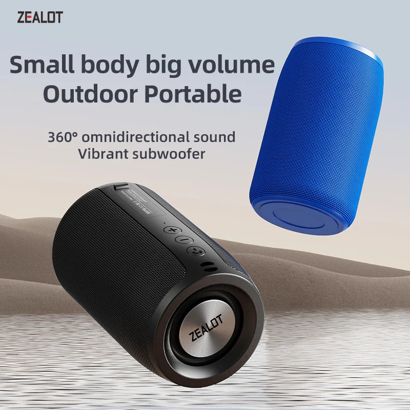 ZEALOT S32 Portable Bluetooth Speaker Mini Wireless HIFI Subwoofer Speaker with fm Radio Column Support TF, TWS, USB Flash Drive