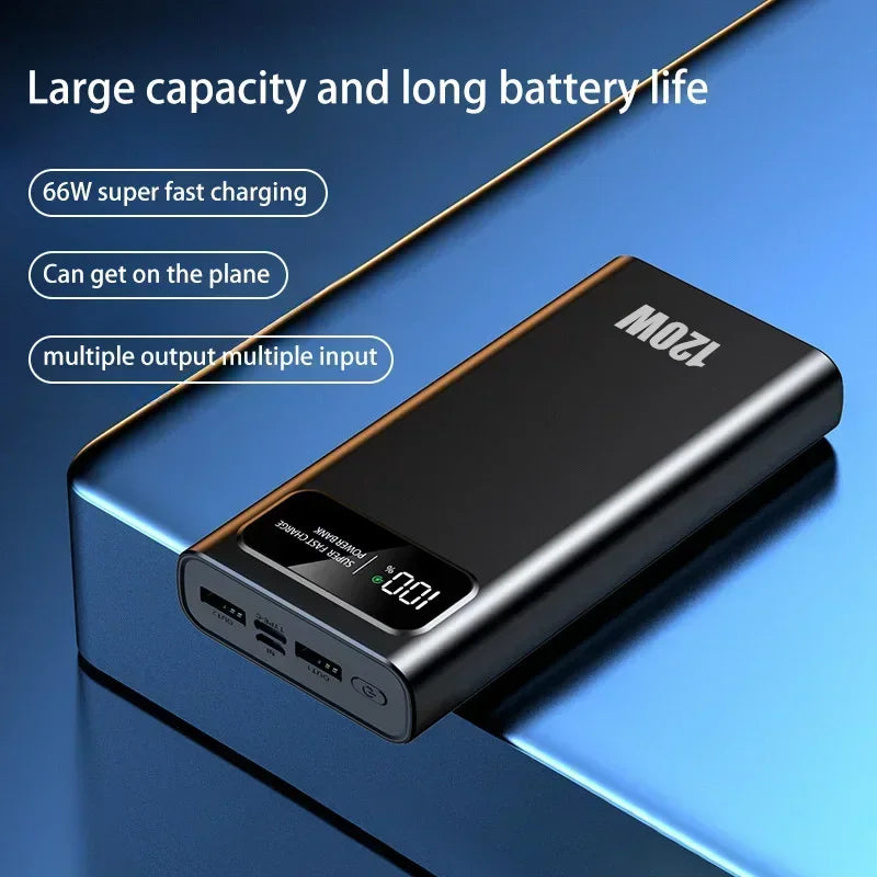 200000mAH 120W Power Bank Super Fast Charging Battery High Capacity Digital Display External Battery For iphone Samsung Xiaomi