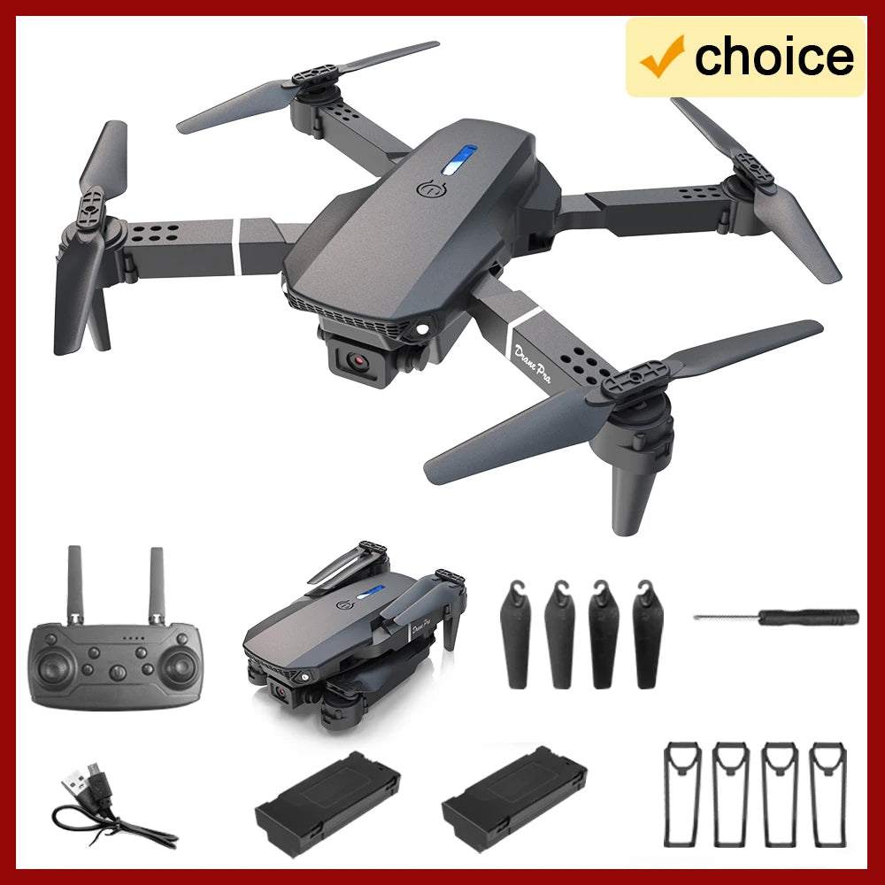 The new E88PRO upgrade professional HD camera LED lighting aerial photography 360° all-round collapsible wide-angle RC drone