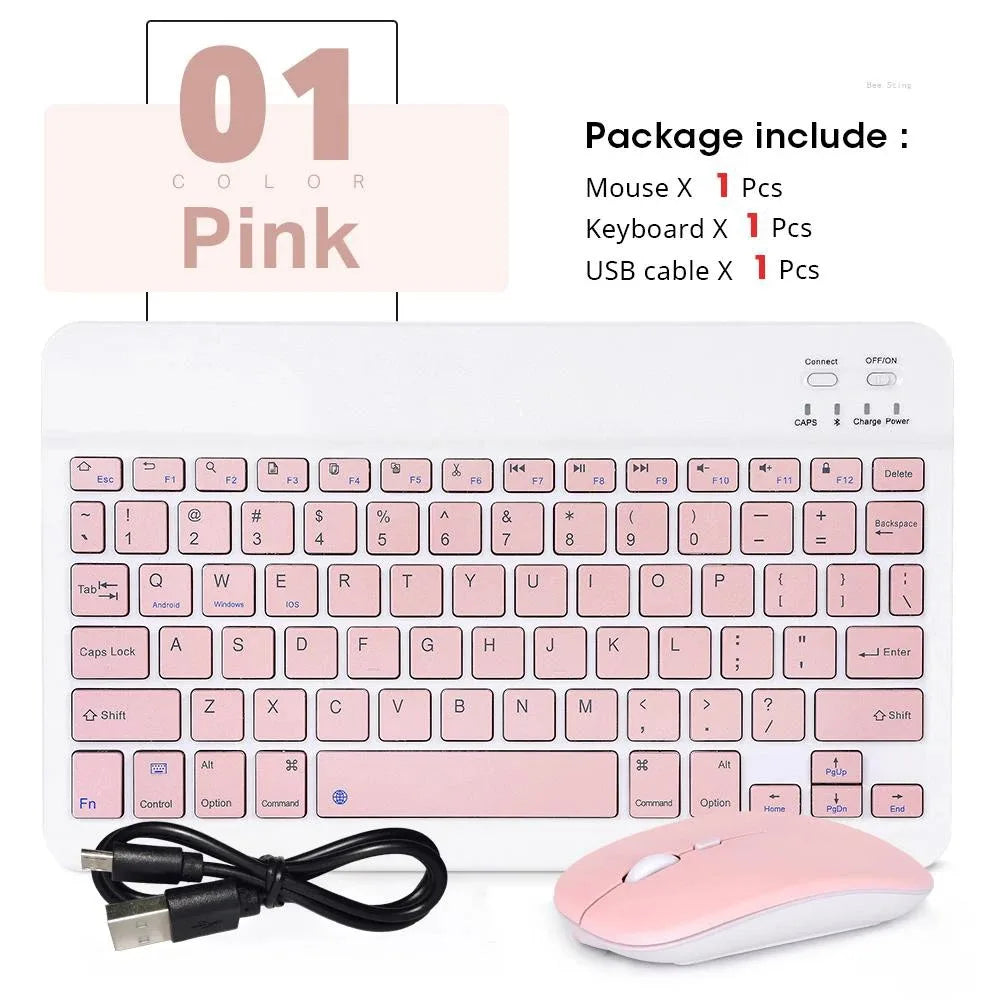 Mini Wireless Bluetooth Mouse 10inch BT Spanish Keyboard For iPad 10th Air 2 generation Phone Tablet Portable For Huawei Android